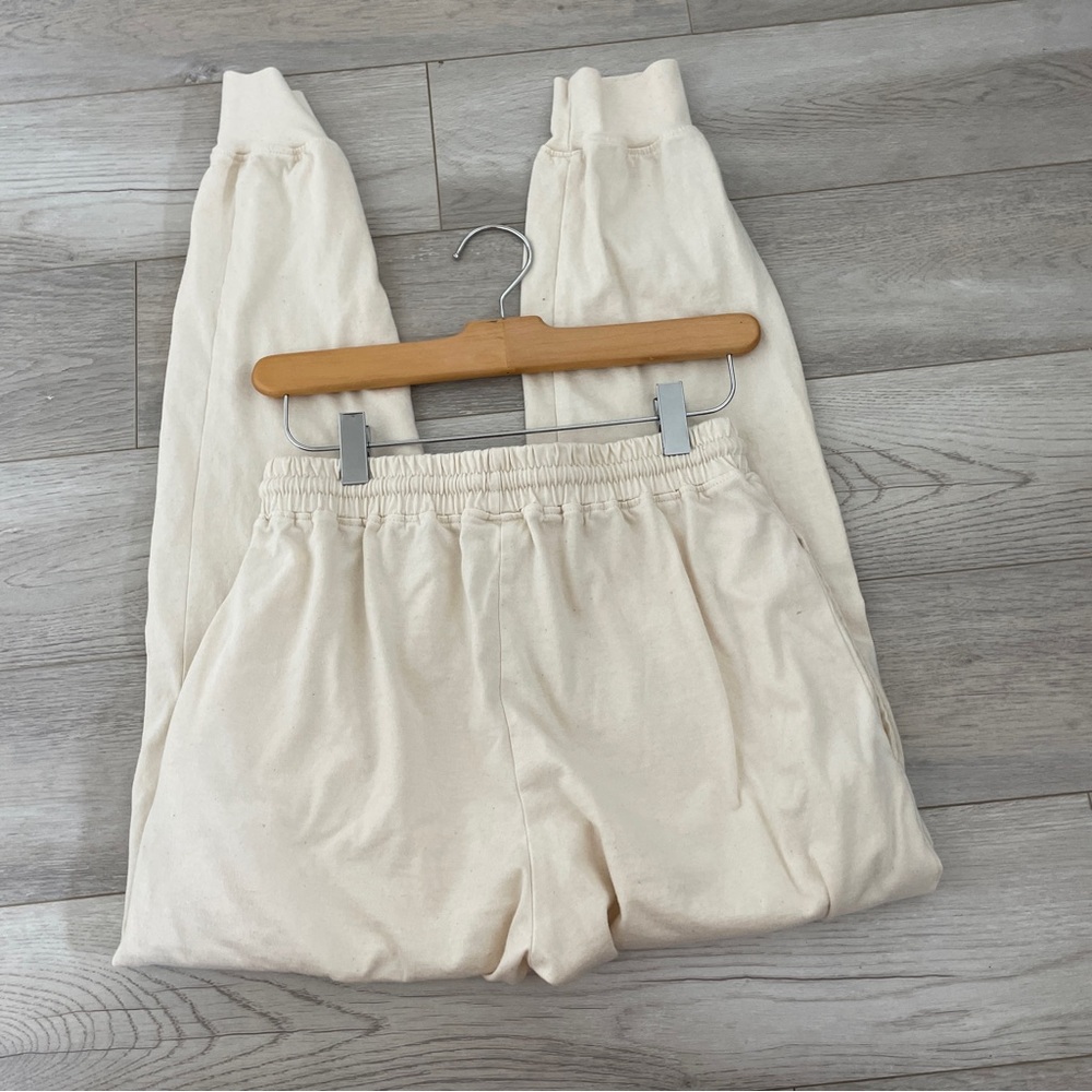 Harvest & Mill Sweatpants organic cotton tapered womens Cream small comfy lounge - Picture 5 of 6